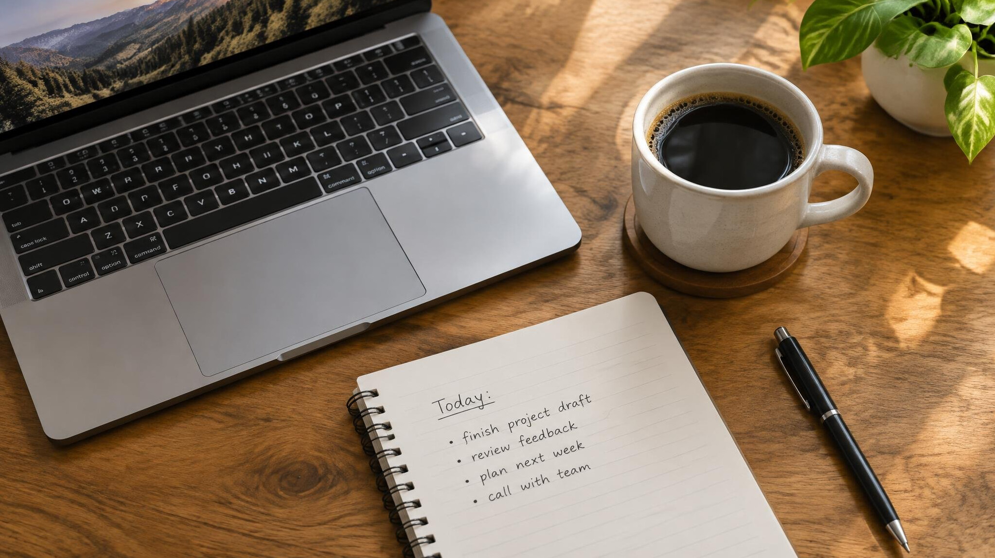 Person taking notes at a desk with a laptop