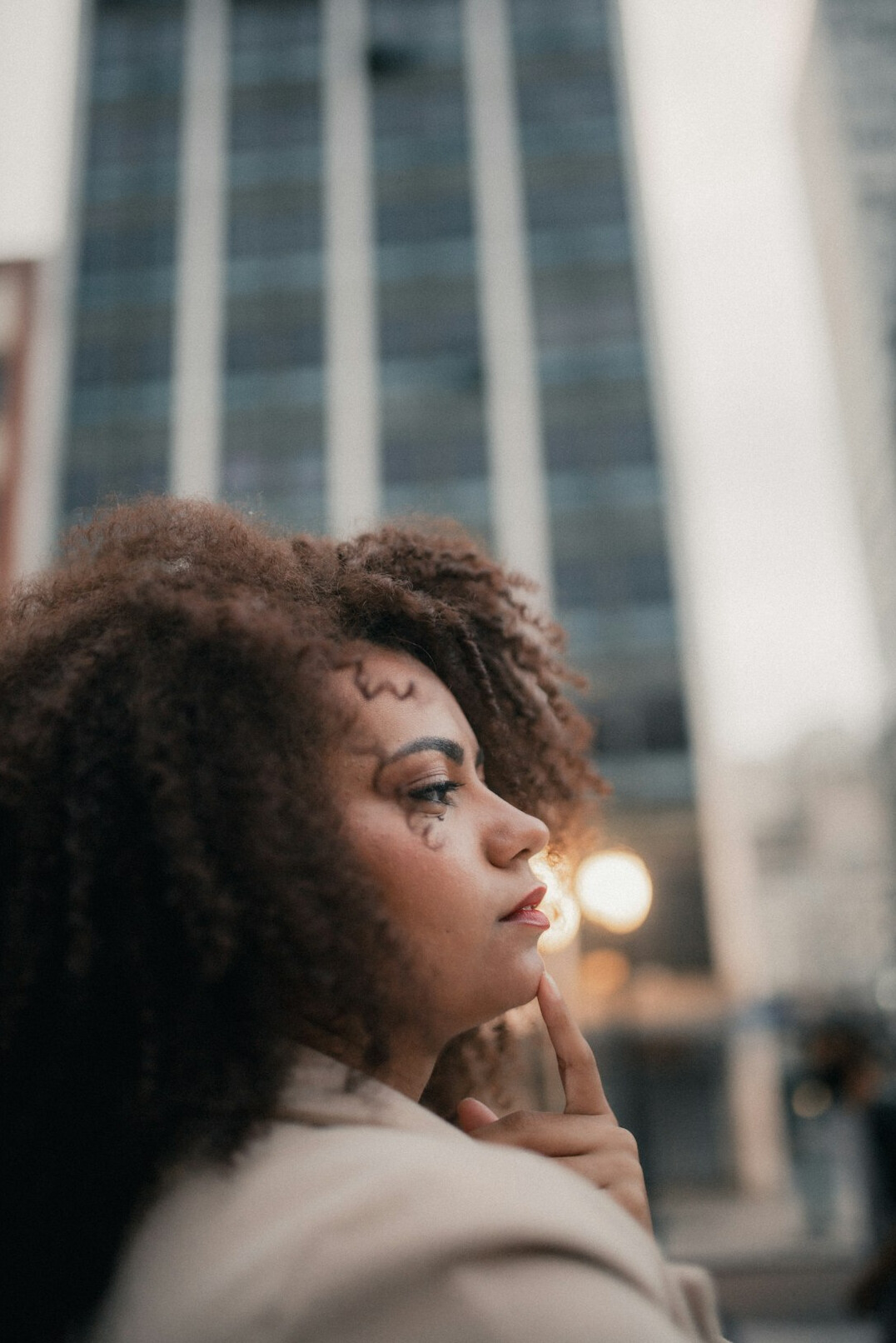 Portrait of a businesswoman with curly hair